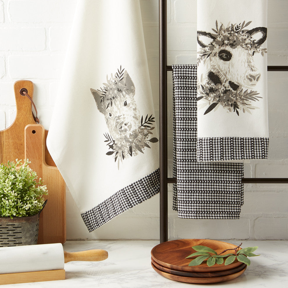 Barn Animals Embellished Dishtowel Set of 3