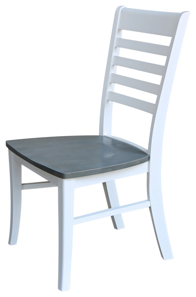 Set of Two Roma Ladderback Chairs, White/Heather Gray