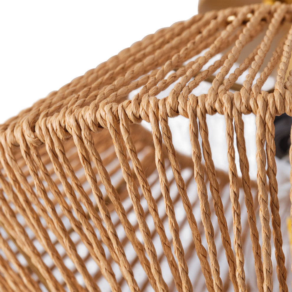 Farmhouse Brown Paper Rope Hand-Woven Semi Flush Mount Ceiling Light
