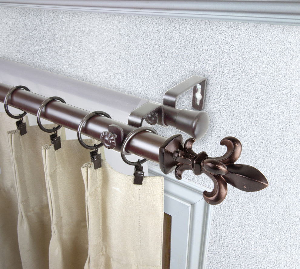Silas 1" Diameter Double Curtain Rod, Bronze, 120-170"