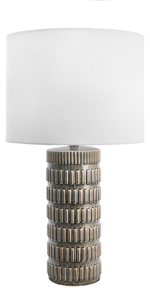 Nuloom 25" Tangela Ridged Ceramic Linen Shade Gray, On-Off Switch Table Lamp