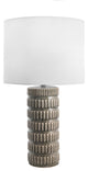 Nuloom 25" Tangela Ridged Ceramic Linen Shade Gray, On-Off Switch Table Lamp