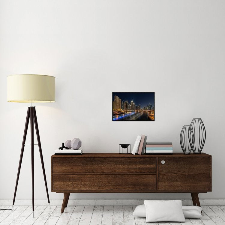 "Dubai Marina" Framed Canvas Giclee by Vinaya Mohan, 23x16"