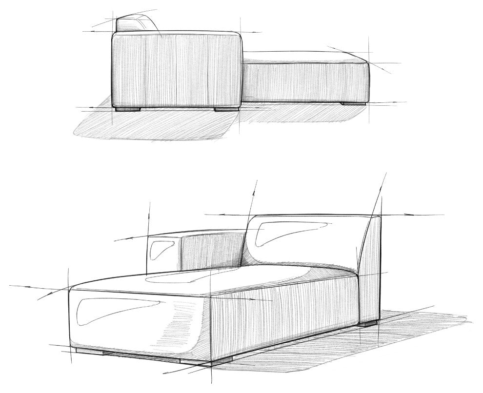 Rex Left Chaise Sofa Module in Genuine Leather