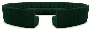 Infinity Black Boucle Fabric Upholstered Arc Shaped Modular Sectional, Green, 12-Piece, Arc-Shaped