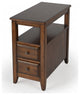 24" Cherry Brown Narrow End Table With Two Drawers And Shelf