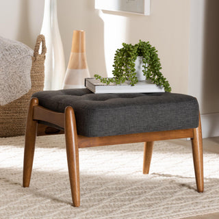 Ester Ottoman Footstool, Dark Gray/Walnut Brown