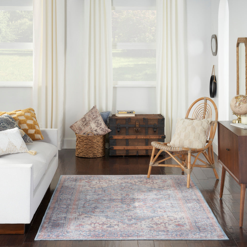 Nicole Curtis Nc Series 1 5' x 7' Blue/Multicolor Machine Washable Area Rugs