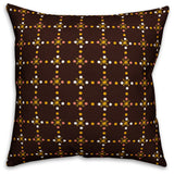 Whimsical Folk Pattern, Brown Outdoor Throw Pillow, 18"x18"