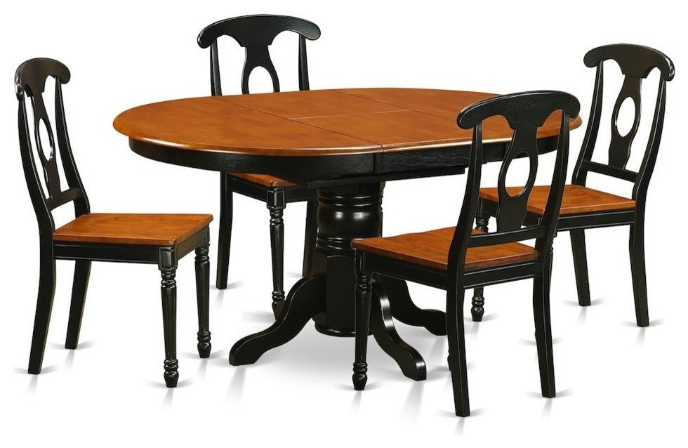 5-Piece Dining Room Set, Oval Dining Table In Conjuction With 4 Dining Chairs