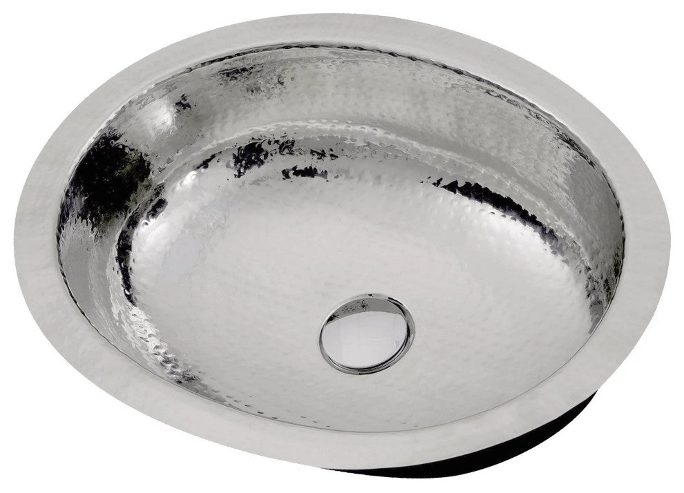 Nantucket Sinks OVS Hand Hammered Stainless Steel Oval Undermount Bath Sink