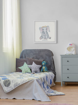 "The Elephant Squat" Framed Painting Print, 12x12