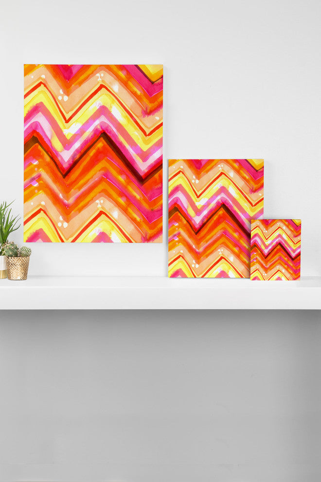 Deny Designs Cayenablanca Watercolour Chevron Art Canvas
