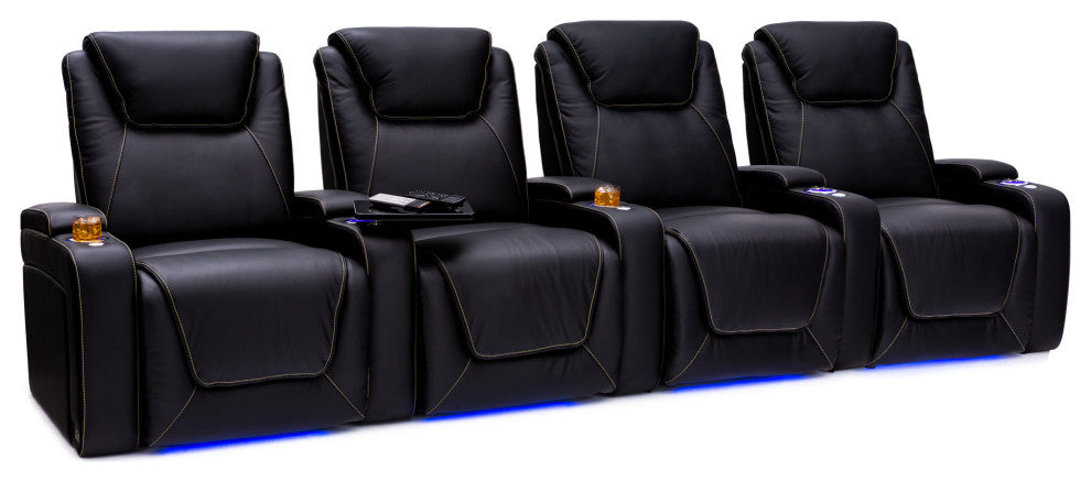 Seatcraft Pantheon Home Theater Seating, Black, Row of 4