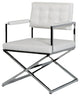 HomeRoots 33" White Leatherette and Steel Dining Arm Chair