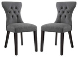 Gray Silhouette Dining Side Chairs Upholstered Fabric Set of 2