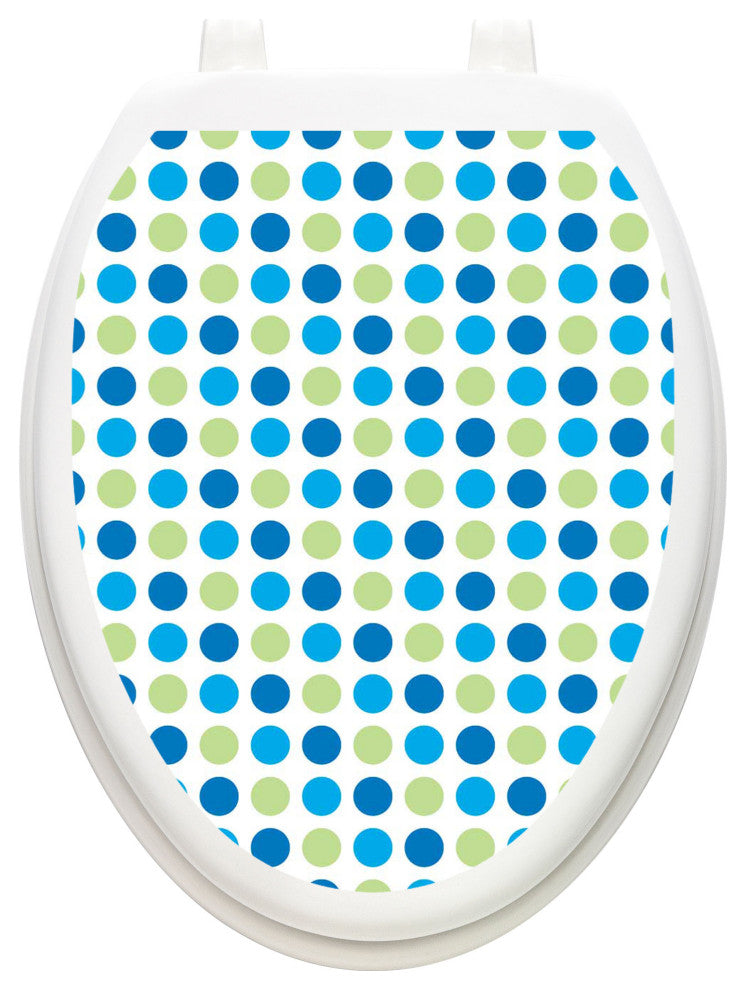 Dot-to-dot Blues Toilet Tattoos Seat Cover, Vinyl Lid Decal, Bathroom Decor, Elongated