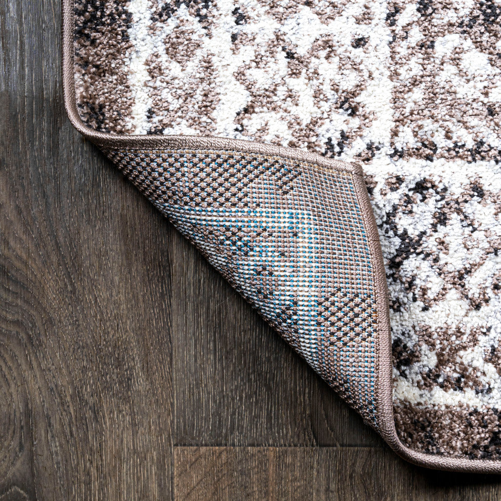 Boho Cottage Medallion Runner Rug, Brown/Ivory, 5'x8'