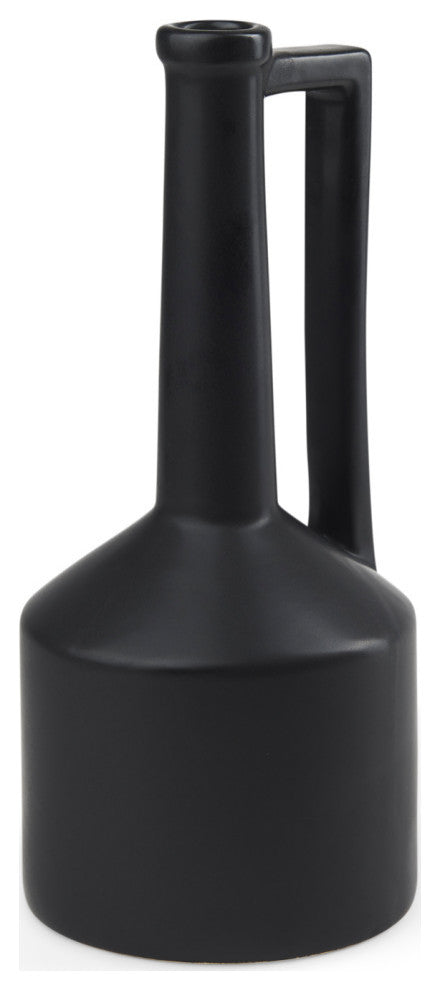 Burton 14.2H Medium Matte Black Ceramic Jug Vase