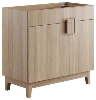 Modway Miles 36" Wood Bathroom Vanity Cabinet with Tapered Legs in Oak
