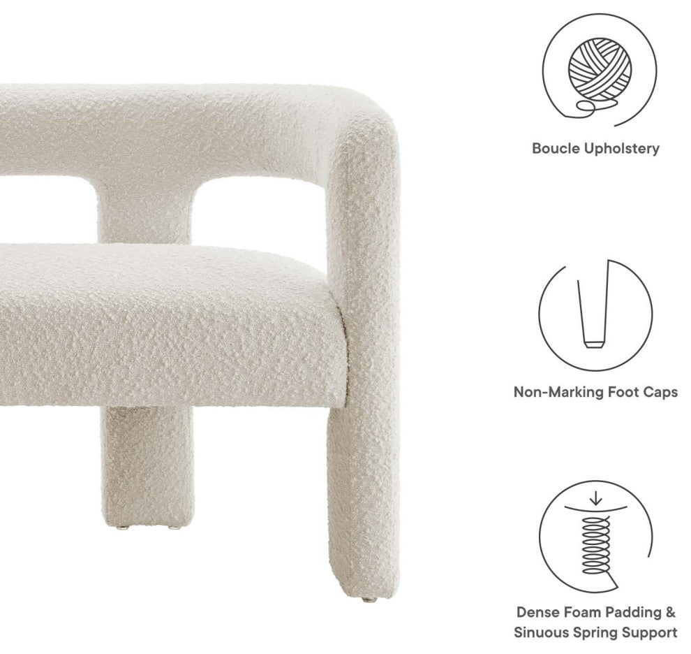 Kayla Boucle Upholstered Loveseat - Ivory