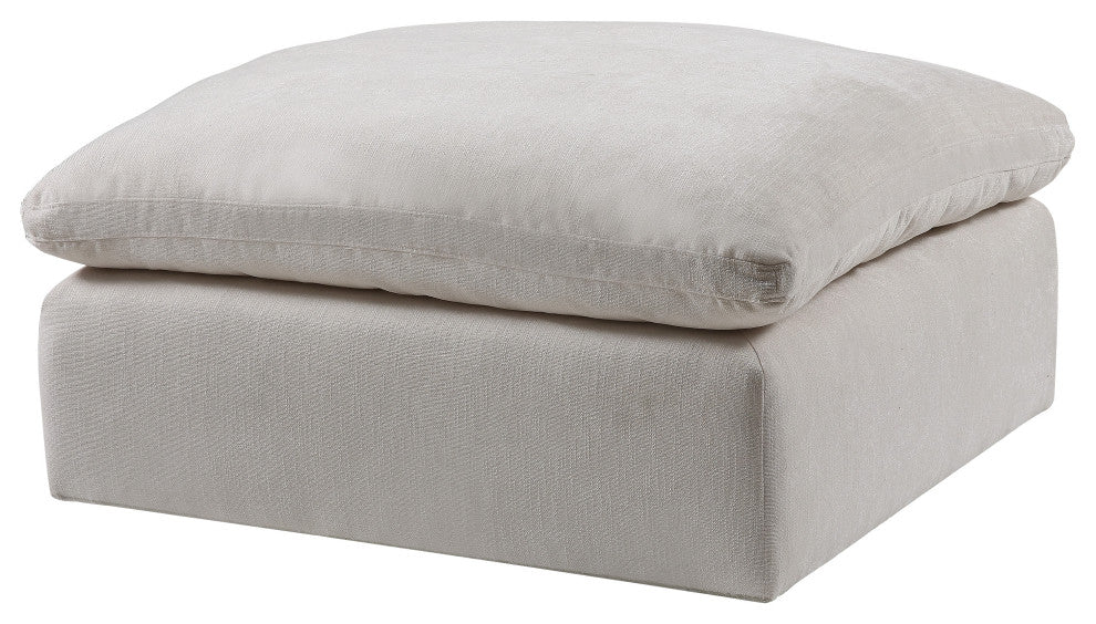 Benzara Contemporary Style Fabric Upholstered Modular Ottoman, White