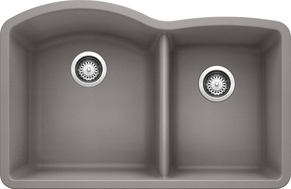 Blanco 440178 Diamond Silgranit II 60/40 Double Bowl Undermount Sink, Metallic