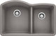 Blanco 440178 Diamond Silgranit II 60/40 Double Bowl Undermount Sink, Metallic
