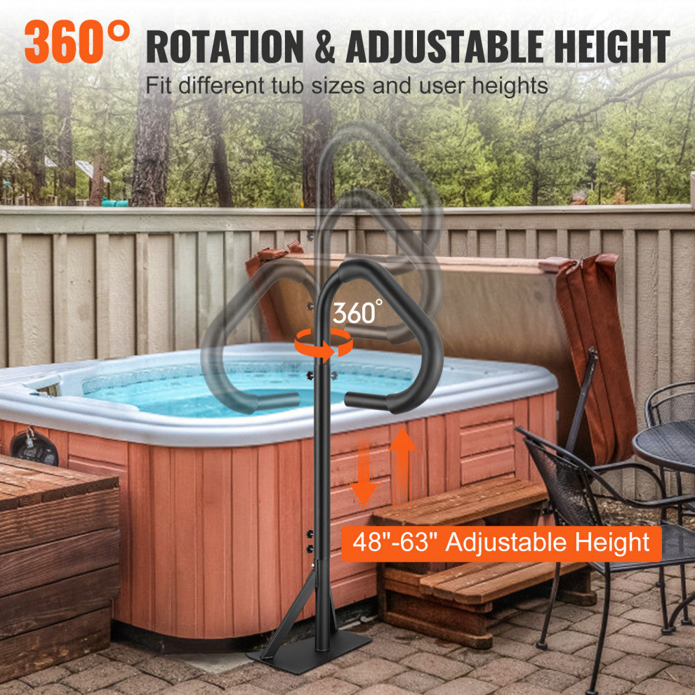 VEVOR Hot Tub Handrail Spa Side Handrail 360 Rotatable 48"-63" Adjustable Height