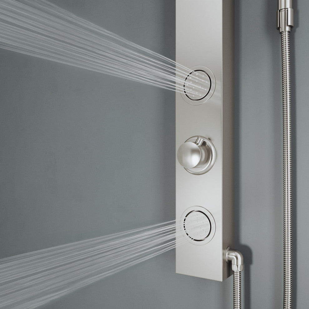 Gardenia 39" H x 4" W 2-Jet Retro Shower Panel with Round Shower Head, Stainless Steel