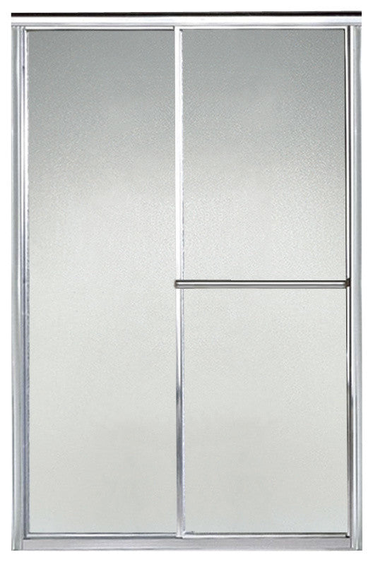 Sterling Deluxe Sliding Shower Door, Silver with Pebbled Glass Texture