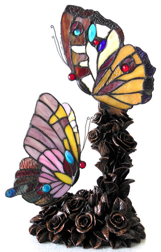 EDITH 1 Tiffany-style 2 Light Butterfly Table Lamp 10inches Wide