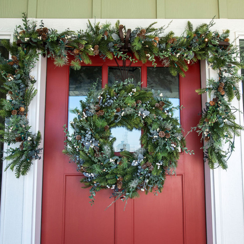 9' Artificial Christmas Garland with Lights, Rustic White Berry