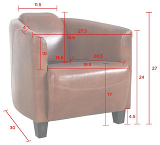 Pasargad Home Madison Top Grain Leather Upholstered Armchair, Brown