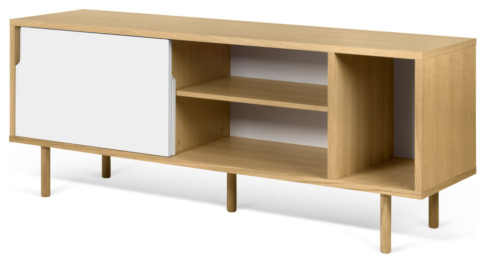 Modern Two Tone Wood Sideboard, Oak White, Oak Leg