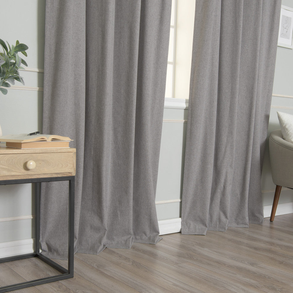 Linen Textured Grommet Thermal Total Blackout Curtains, Gray, 52"x63"