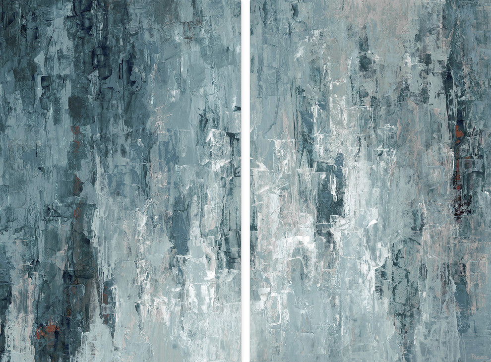 Tainted Dark Blues Diptych, 80"x60"