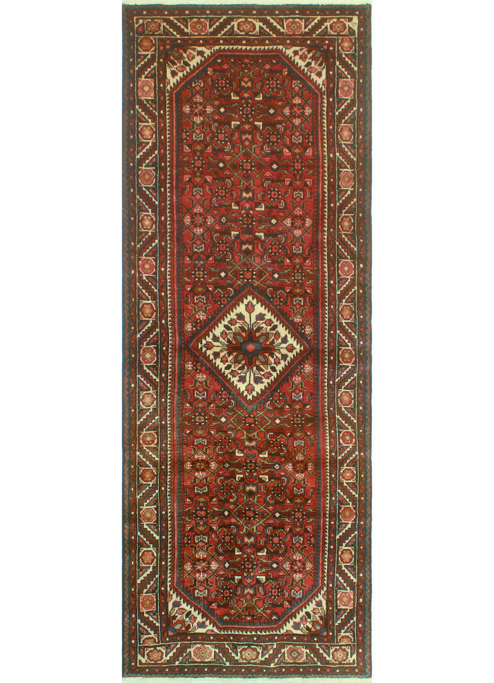 Fine Vintage Distressed Adrion Red/Ivory Runner, 3'9 x 10'4