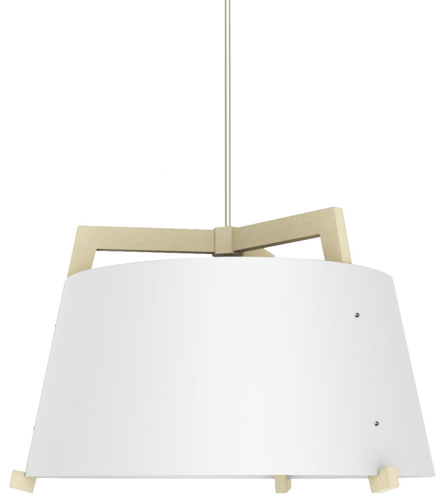 Ignis 24 Pendant, White Washed Oak, Gloss White Shade, With Diffuser, 2700k Led