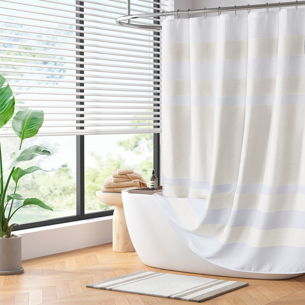 Madison Park Spa Waffle Shower Curtain With 3M Treatment