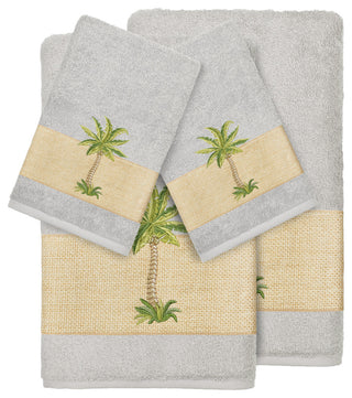 Colton 4-Piece Embellished Towel Set, Light Gray
