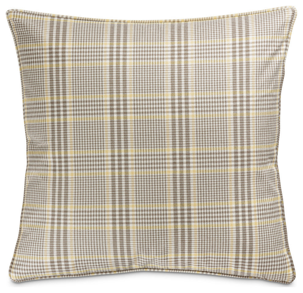Newport Ardmore 22" Plaid Throw Pillow, Set of 2, Pewter