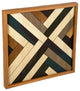 Geometric Distressed Wooden Wall Art, 14"x14", Multicolor