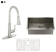 32in Stainless Steel Single Bowl Undermount Workstation Kitchen Sink and Faucet, Brushed Nickel