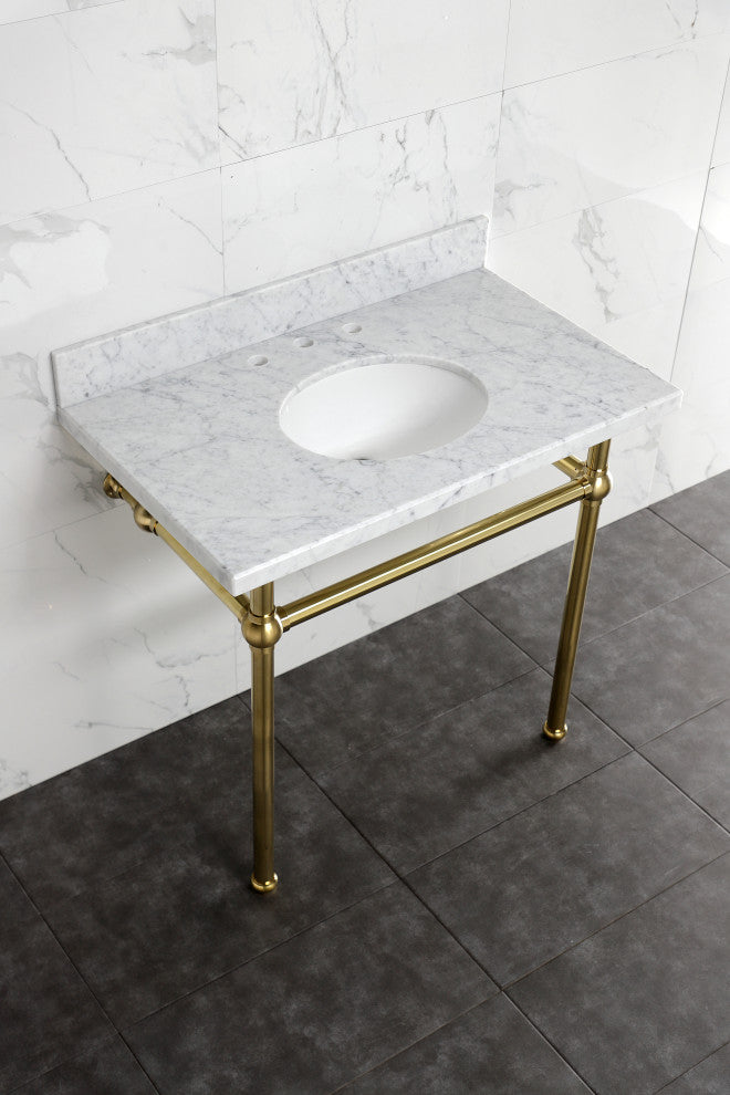 KVBH3622M87 36" Console Sink with Brass Legs (8", 3 Hole)