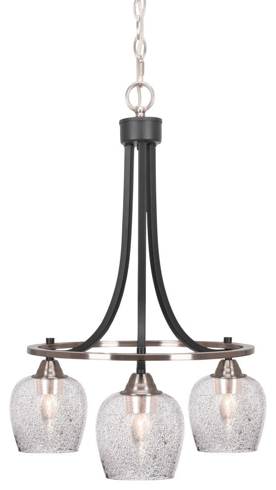 Paramount 3-Light Chandelier, Matte Black & Brushed Nickel, 6" Smoke Bubble