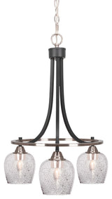 Paramount 3-Light Chandelier, Matte Black & Brushed Nickel, 6" Smoke Bubble