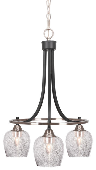 Paramount 3-Light Chandelier, Matte Black & Brushed Nickel, 6" Smoke Bubble