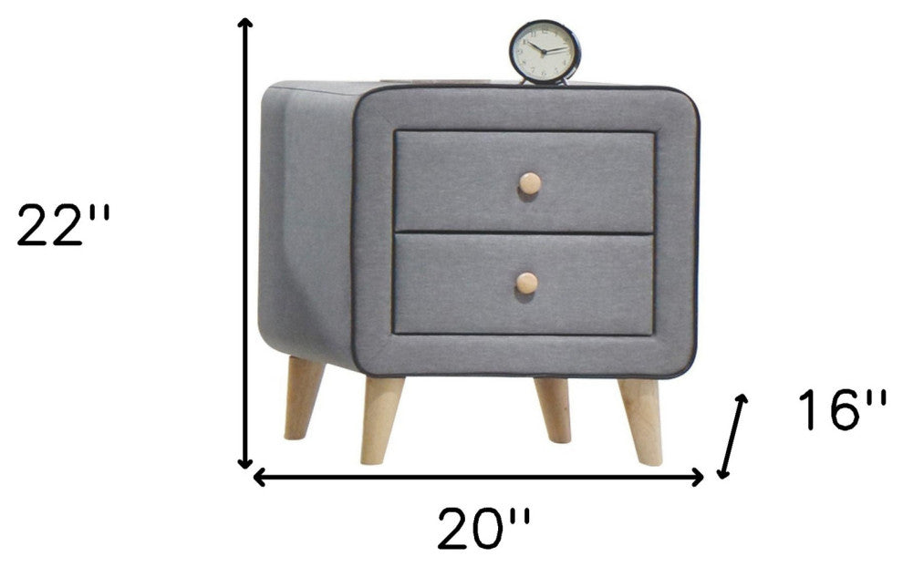Nightstand, Light Gray Fabric