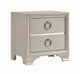 Benzara BM196266 2 Drawers Wooden Nightstand with Oversized Ring Handles, Silver